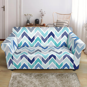 Zigzag  Chevron Blue Pattern Loveseat Couch Slipcover