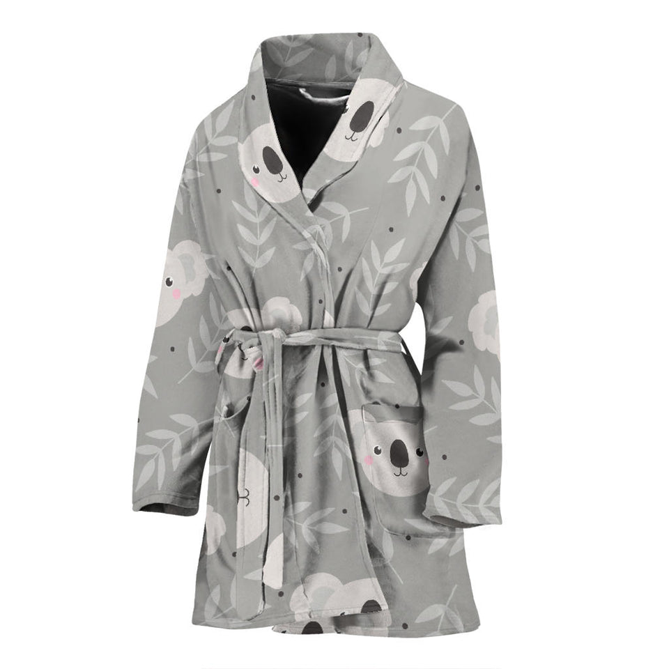 Cute Koala Leaves Pattern Women'S Bathrobe