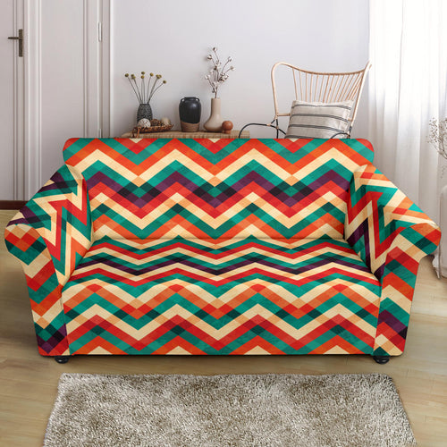 Zigzag  Chevron Colorful Pattern Loveseat Couch Slipcover