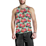 Beautiful flamingo tropical palm leaves hibiscus pateern background Men Tank Top