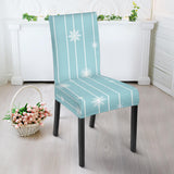 Snowflake Pattern Blue Stripe Background Dining Chair Slipcover