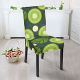 Whole Sliced Kiwi Leave And Flower Dining Chair Slipcover