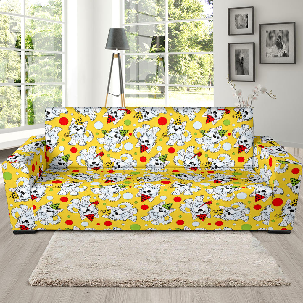Yorkshire Terrier Pattern Print Design 05  Sofa Slipcover