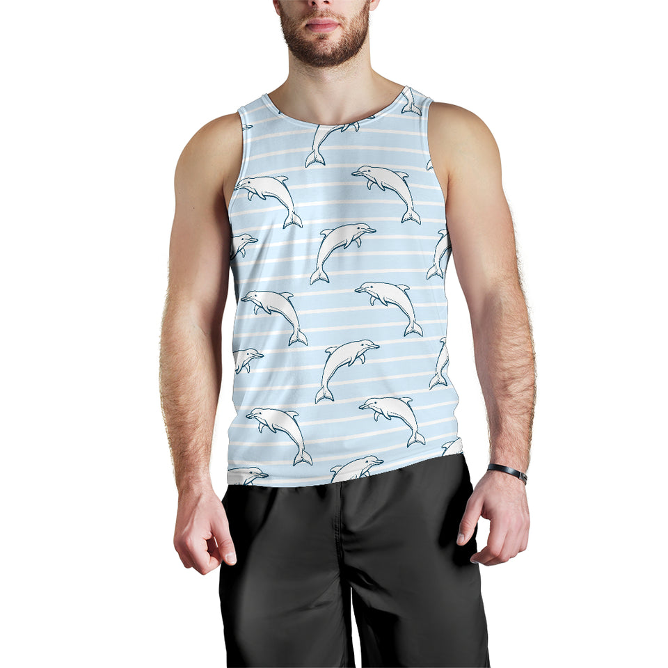 Dolphin blue striped background Men Tank Top
