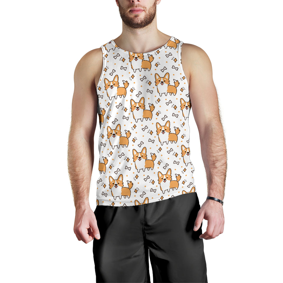 Cute corgi heart star bone pattern Men Tank Top