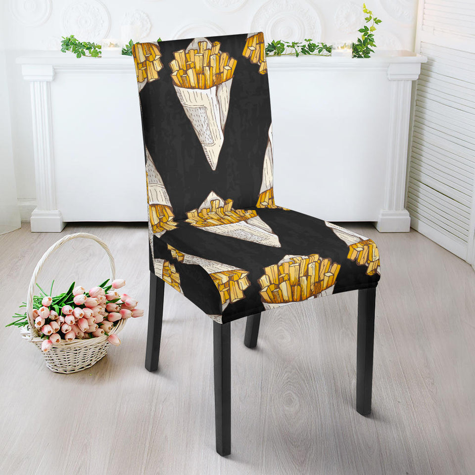 French Fries Dark Background Dining Chair Slipcover