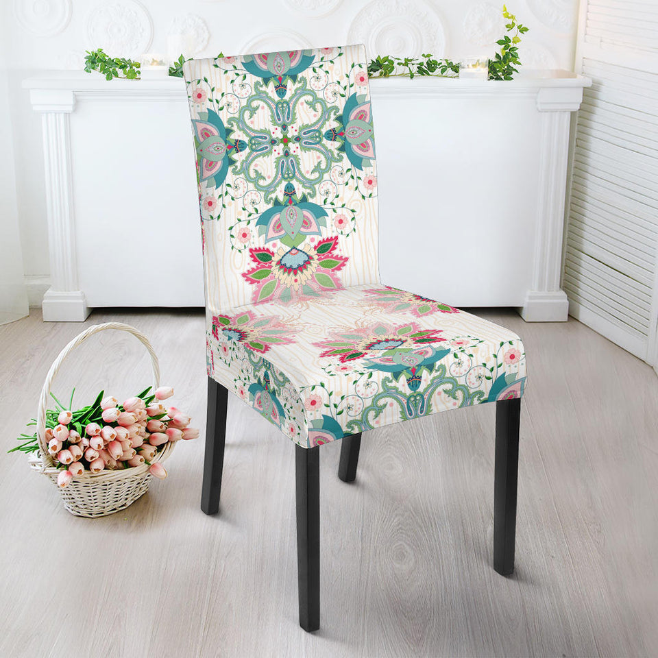 Square Floral Indian Flower Pattern Dining Chair Slipcover