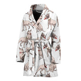 Bull Terrier Pattern Print Design 04 Women's Bathrobe