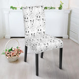 Bull Terrier Pattern Print Design 02 Dining Chair Slipcover