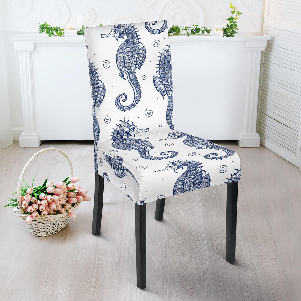 Seahorse Pattern Background Dining Chair Slipcover