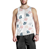 Black Gray Cream coral ginkgo leaves pattern Men Tank Top