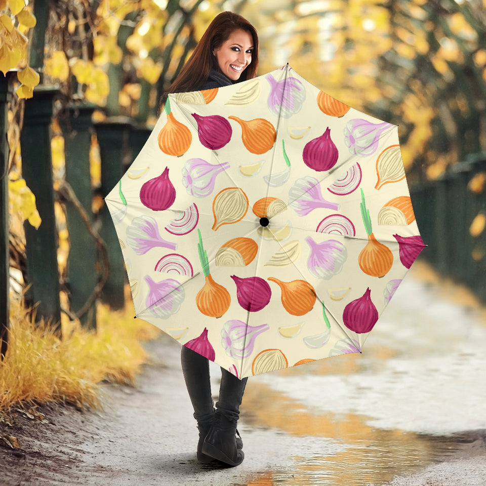 Onion Garlic White Red Pattern Umbrella