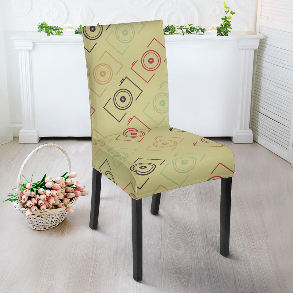 Camera Pattern Print Design 01 Dining Chair Slipcover