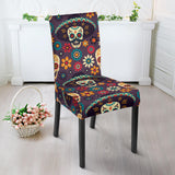 Sugar Skulls Flower Maxican Pattern Dining Chair Slipcover