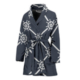 Nautical Steering Wheel Rope Pattern Women'S Bathrobe