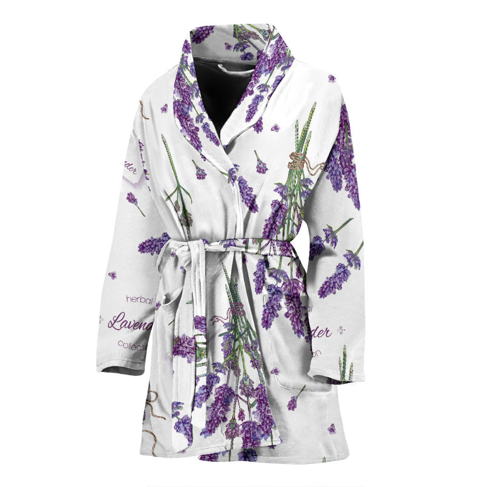 Lavender Flower Design Pattern Women'S Bathrobe