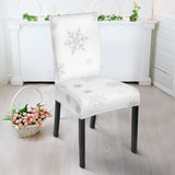 Snowflake Pattern White Background Dining Chair Slipcover