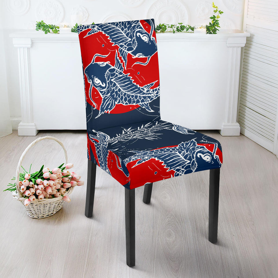 Koi Fish Carp Fishs Hand Drawn Japanese Art Dining Chair Slipcover