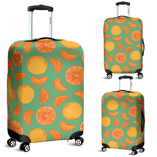 Orange Fruit Pattern Green Background Luggage Covers