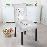 Bull Terrier Pattern Print Design 01 Dining Chair Slipcover