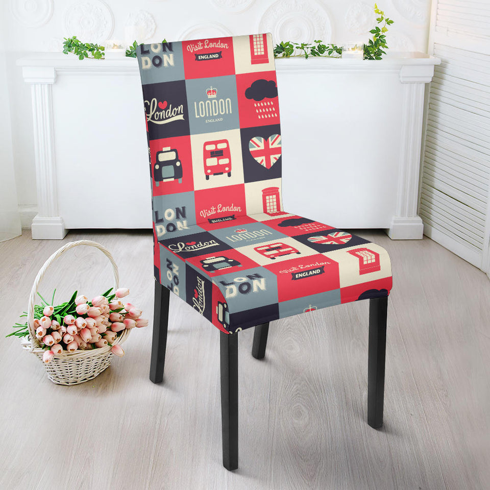 British Pattern Print Design 05 Dining Chair Slipcover
