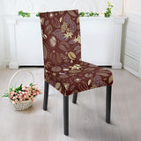 Coffee Bean Flower Pattern Dining Chair Slipcover