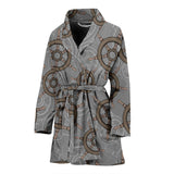 Nautical Wood Steering Wheel Pattern Women'S Bathrobe