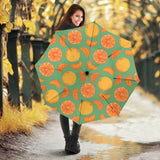 Orange Fruit Pattern Green Background Umbrella