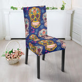 Sugar Skull Flower Pattern Dining Chair Slipcover