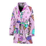 Cute Ice Cream Cone Animal Pattern Women'S Bathrobe
