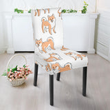 Shiba Inu Dog Pattern Dining Chair Slipcover