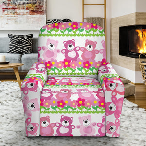 Teddy Bear Pattern Print Design 04 Recliner Chair Slipcover