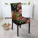 Horse Head Wild Roses Pattern Dining Chair Slipcover