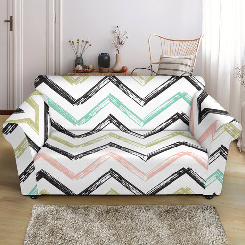 Zigzag  Chevron Paint Pattern Loveseat Couch Slipcover