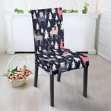 Deers Winter Christmas Pattern Dining Chair Slipcover