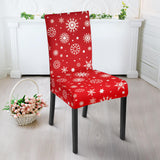 Snowflake Pattern Red Background Dining Chair Slipcover