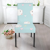 White Cute Hamsters Heart Pattern Dining Chair Slipcover