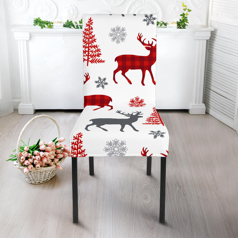 Deer Tree Snowflakes Chrismas Pattern Dining Chair Slipcover