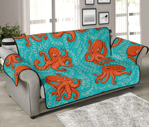 Octopus turquoise background Sofa Cover Protector