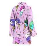 Cute Ice Cream Cone Animal Pattern Women'S Bathrobe
