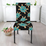Sea Turtle Blue Stone Pattern Dining Chair Slipcover