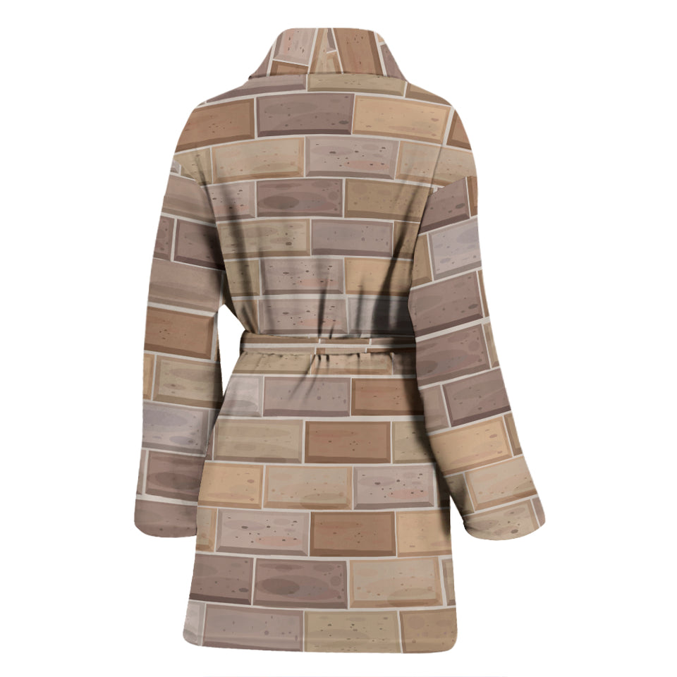 Brick Printed Pattern Print Design 01 Women's Bathrobe