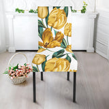 Yellow Tulips Pattern Dining Chair Slipcover
