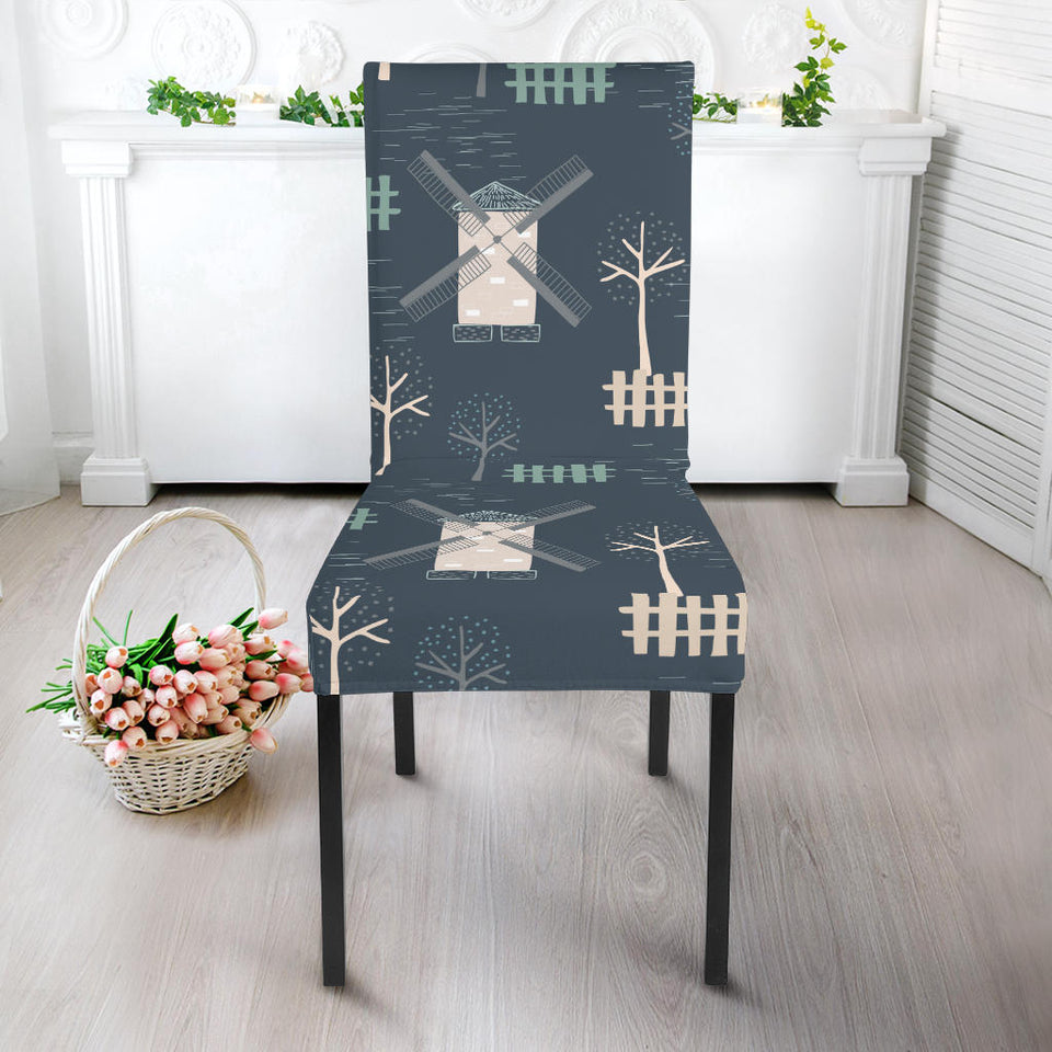 Windmill Tree Pattern Dining Chair Slipcover