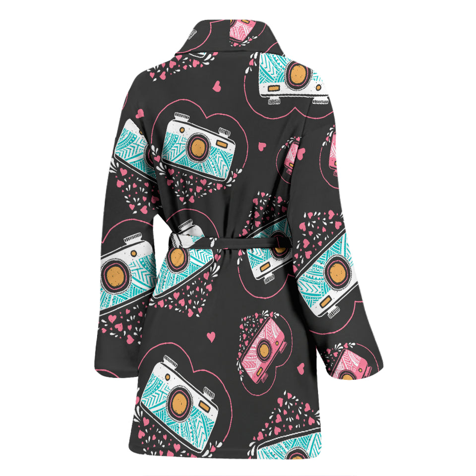 Camera Pattern Print Design 04 Women's Bathrobe