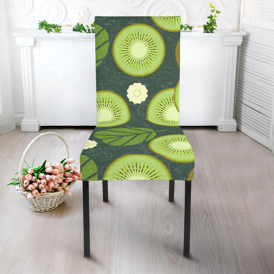 Whole Sliced Kiwi Leave And Flower Dining Chair Slipcover