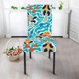Cute Sea Otters Fishe Sea Urchin Pattern Dining Chair Slipcover