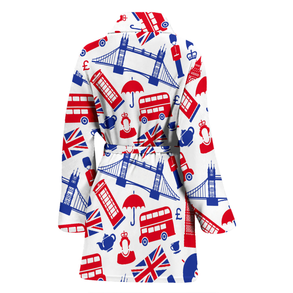 British Pattern Print Design 01 Women's Bathrobe