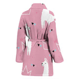 Llama Alpaca Pink Background Women'S Bathrobe
