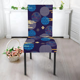 Blue Japanese Pattern Cloud Wave Flower Dining Chair Slipcover